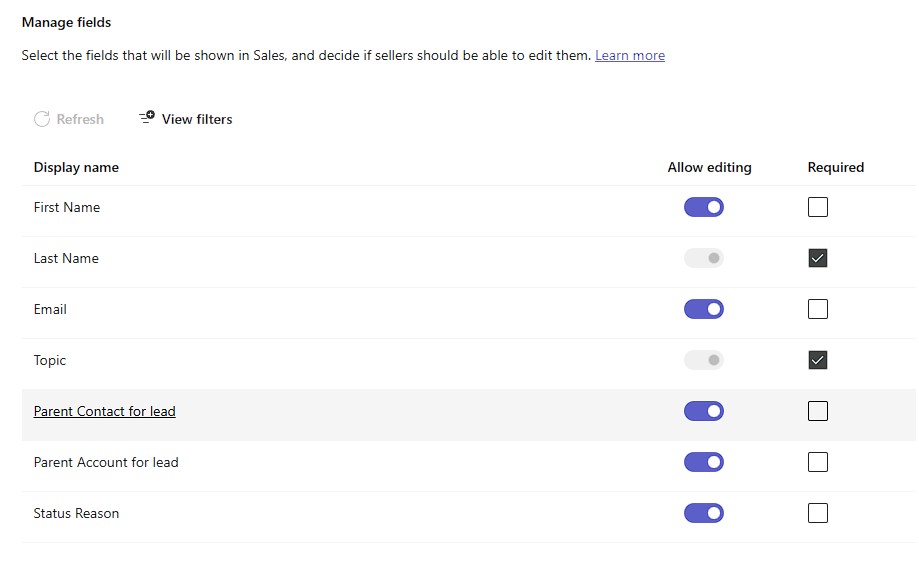 The fields in the settings match the ones from the view in Make.